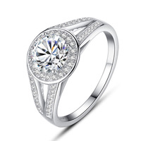 Bague en argent 925 avec disque rond simple en CZ Silverbene