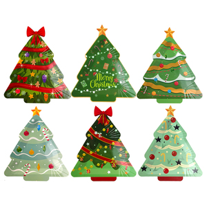 Nuevo Juego de Vajilla Desechable Ecológico de Moda, Platos de Papel con Forma Única de Árbol de Navidad para Fiestas Temáticas Navideñas - Product Image 1