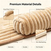Canapé-lit pour animaux de compagnie en peluche rayée de luxe, coussin lavable en machine, tapis orthopédique antidérapant pour animaux de compagnie