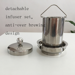 Tetera de Vidrio de 1000 ml con Infusor Extraíble de Acero Inoxidable y 4 Vasos Pequeños de Vidrio de Doble Pared de 80 ml, Éxito de Ventas <span class=keywords><strong>en</strong></span> el Mercado Estadounidense - Product Image 6