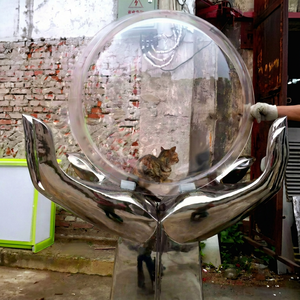 Modern Polished Metal Display <b>Stand</b> With Acrylic Sphere For Art Decoration Freestanding Vertical Tiered <b>Shelf</b> - Product Image 1
