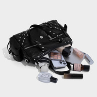 Bolso Bandolera/Hombro de PU con Tachuelas y Cierre Magnético, Gran Capacidad, Estilo Punk Chic para Mujer, Otoño