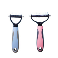 Peigne démêlant pour animaux de compagnie, râteau pour sous-poil, outil de toilettage pour chats et chiens, brosse à double face pour enlever les nœuds