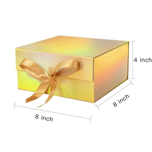 Popular Design Custom Logo Exquisite <b>Gift</b> Packaging Holographic Paper Folding <b>Magnetic</b> <b>Box</b> With Ribbon - Product Image 3