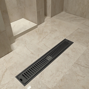 OEM Custom Black Stainless Steel Bathroom Floor Drain Anti-Odor Rectangle Shower Drain with Modern Design for Hotels - Product Image 5