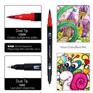 Pennarello da disegno per la scuola creativo a doppia linea calligrafia <span class=keywords><strong>pennarelli</strong></span> per acquerello <span class=keywords><strong>pennarelli</strong></span> <span class=keywords><strong>con</strong></span> custodia - Product Image 5