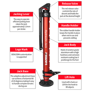 Gato hidráulico de elevación 4x4 todoterreno de 2T, 4429LBS, con varilla de elevación tipo 'Monkey Climbing', para enganche de remolque y camping, ajustable de alta elevación - Product Image 3