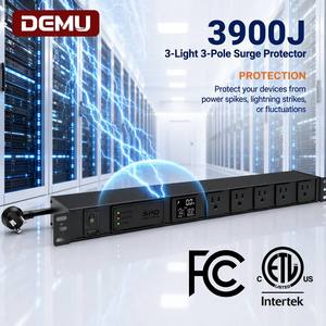 ปลั๊กพ่วงป้องกันไฟกระชาก รุ่น k 3900J พร้อมหน้าจอดิจิตอลแสดงค่า 12 ช่องเสียบ 1+1U ขนาด <span class=keywords><strong>19</strong></span> นิ้ว รองรับปลั๊ก <span class=keywords><strong>NEMA</strong></span> 5-15R 125V 15A สำหรับตู้แร็คเซิร์ฟเวอร์ศูนย์ข้อมูล - Product Image 3