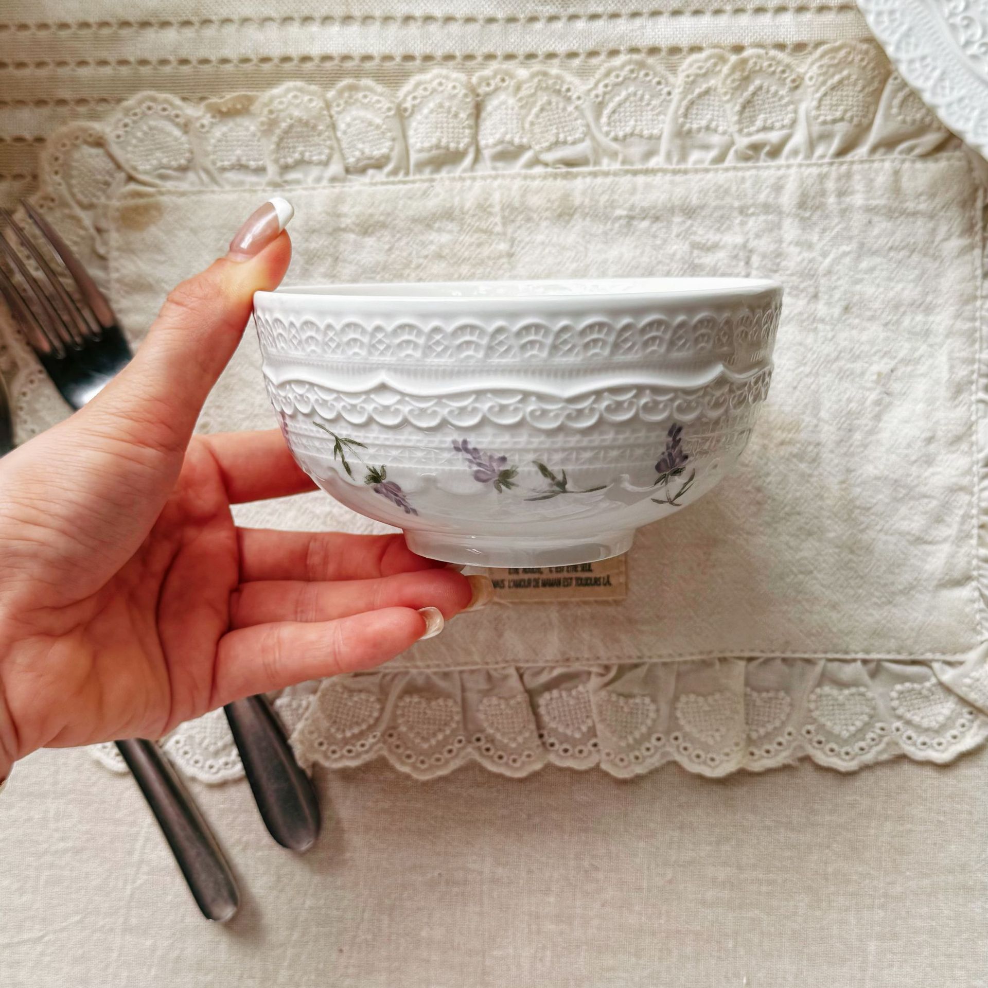 Bol en relief Lavande Blanche 1365cm