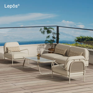 Uso comercial Marco de aluminio a prueba de herrumbre para todo tipo de clima Cuerda tejida a mano Jardín Hotel Resort Villa junto a la piscina Conjunto de sofá modular para exteriores - Product Image 1