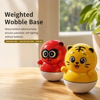 Mainan Mini Wobble Tumbler, Figur Hewan Kartun Plastik 3,5cm, Aneka Kotak Misteri untuk Pajangan Ritel