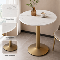 Tables et chaises de restaurant, table à manger ronde en marbre avec piétement doré pour café, hôtel, bar et restaurant