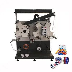 Otomatik flekso kumaş etiket yazıcı, döner tekstil konfeksiyon saten fleksografik baskı makinesi