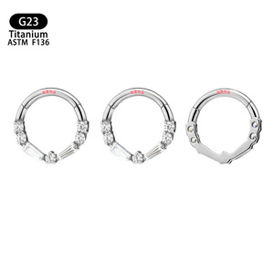 <b>Titanium</b> Nose <b>Ring</b> 8mm 10mm Zircon Inlaid Geometric Design For Everyday Wear - Product Image 5