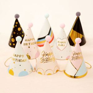 Chapeaux d'anniversaire coniques en papier 11*16 cm pour enfants, décoration de fête - Product Image 2