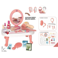 AJB Tendance 2026 Coiffeuse de jeu en plastique avec miroir réglable, lumières clignotantes et musique pour enfants de 4 à 12 ans