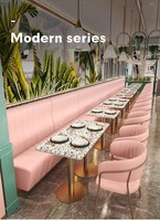 Café-restaurant Cafétéria Canalisé Rembourrage Café Booth Sièges Mobilier Moderne Rose Restaurant Booth