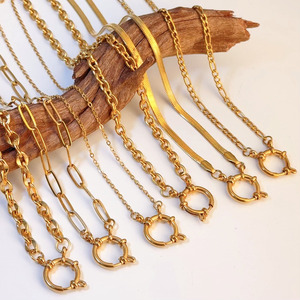 Bracelets de mode plaqués or 18 carats étanches, avec fermoir à ressort, chaîne trombone, bracelet serpent, collier cubain inaltérable - Product Image 1