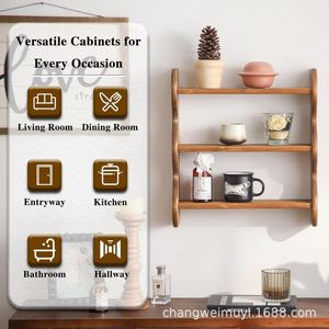 Solid Wood Wall <b>Shelf</b> 3 Layers Wall Mounted Storage <b>Rack</b> For Living Room Bedroom Decorative Display <b>Shelves</b> - Product Image 1