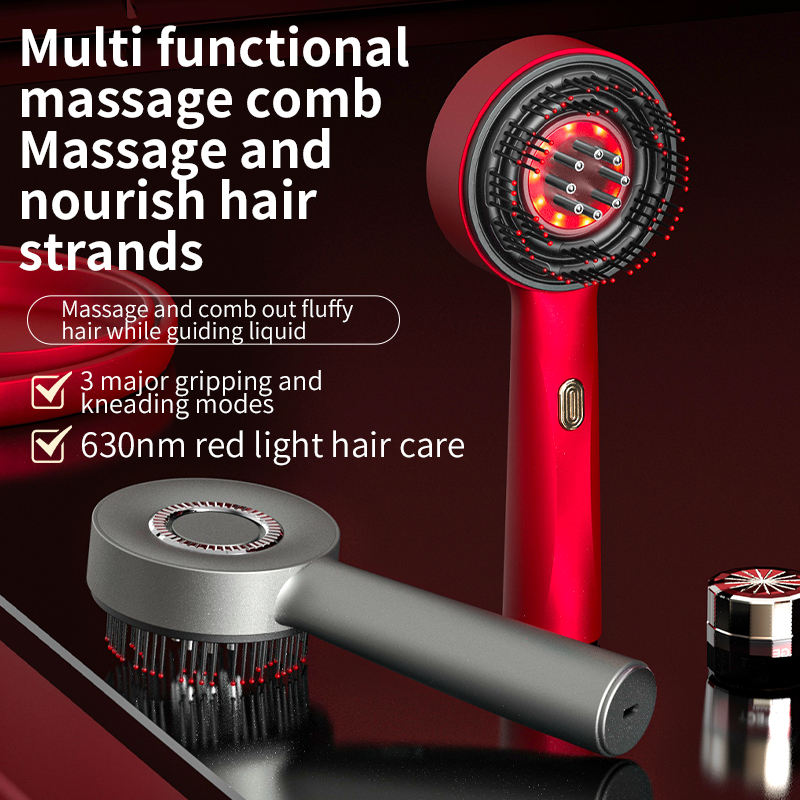ORANGLES Multi-Functional Head Massager with Red Light Therapy | Portable Vibration Massage Comb for Hair Treatment & Liquid Therapy – orangles Qatar - angled perspective - presenting advantages - Image 4 of 6 | fits any environment | Purchase Multi-Functional Head Massager with Red Light Therapy | Portable Vibration Massage Comb for Hair Treatment & Liquid Therapy – orangles Qatar Michigan | Free Shipping ORANGLES
