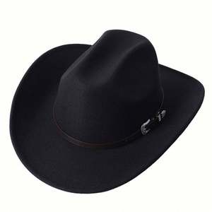 Sombreros de Vaquero Negros de Texas al por Mayor, Estilo Nuevo 2022, Material de Poliéster y Algodón, para Adultos - Product Image 6
