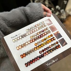 YuuJá 32 Tonos Mousse Mocha Gel Polish Marrón Caramelo Efecto Ojo de Gato Gel para Uñas Maillard Kit de Arte de Uñas Otoñal para Salón al por Mayor - Product Image 4