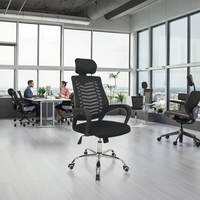 Chaise de bureau de direction moderne pivotante ergonomique avec dossier en maille, tissu doux, hauteur réglable, accoudoirs, noire, fabriquée en Chine