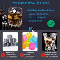 Logo personnalisé Carré en acier inoxydable Pierres à whisky Glaçons réutilisables pour la nourriture et le bar