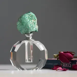 Ruwe Kristal Natuurlijke Gem Agaat Parfum Kristal Carving Lege Flessen Met Edelsteen Deksels