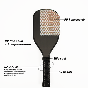 ไม้พายพิคเกิลบอลแกนรังผึ้งสีดำมีความทนทานกันน้ำน้ำหนักเบาออกแบบได้ตามต้องการ - Product Image 4