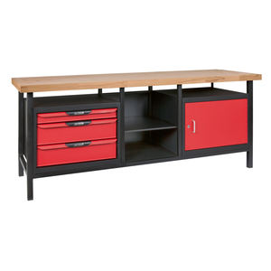 Banc de travail polyvalent et durable avec 1 porte + 3 tiroirs - L.2M Parfait pour organiser les outils et les fournitures - Product Image 1