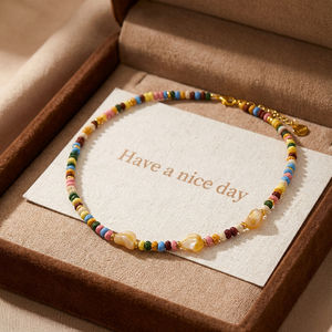 Bingxin Jewelry, Nueva Colección, Collar Retro con Cuentas de Jade Amarillo Geométrico y Lava Colorida, Regalo Cristiano para Mujer - Product Image 5