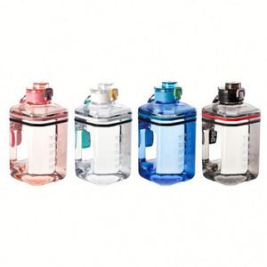 2.2L <b>Large</b>-Capacity Transparent <b>Outdoor</b> Sports Water Bottle Plastic Direct-Drink Adult Square Water Bottle with Carrying Strap - Product Image 1