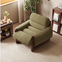 Fauteuil de détente moderne avec structure en bois massif et intérieur en tissu pour salon, chambre et bureau à domicile