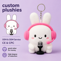 Porte-clés en peluche Lapin Streamer en gros, Breloque de sac en peluche Mascotte Vlogger