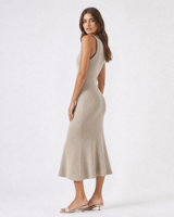 Robe pull midi décontractée côtelée pour femme, col carré, sans manches, coupe ajustée, personnalisable ODM/OEM