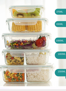 Boîte à déjeuner en verre transparent sans BPA, bento transparent pour repas, bento en verre avec couvercle en <span class=keywords><strong>plastique</strong></span>, vente en gros, ml - Product Image 4