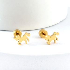 High Quality Fashion Jewelry <b>Women</b> Romantic Wholesale Stainless Steel Screw Plug <b>Horse</b> Stud Earrings - Product Image 4