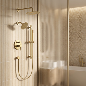 Ensemble <span class=keywords><strong>de</strong></span> <span class=keywords><strong>douche</strong></span> encastré doré avec cartouche céramique, robinet <span class=keywords><strong>de</strong></span> <span class=keywords><strong>douche</strong></span> mural 3 fonctions, pommeaux <span class=keywords><strong>de</strong></span> <span class=keywords><strong>douche</strong></span> pluie et massage 10 pouces - Product Image 5