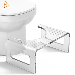 Benutzer definierte klare gebogene Acryl-Toilette mit hohem Hocker Acryl-Toilette Klarer Acryl-Fuß schemel für Badezimmer