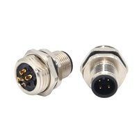 Conector Hembra M12A-G05-BQ de 5 Pines, Montaje en Panel, Resistente al Agua, Conexión Rápida, PCB/Soldadura, Contactos de Latón Chapados en Oro