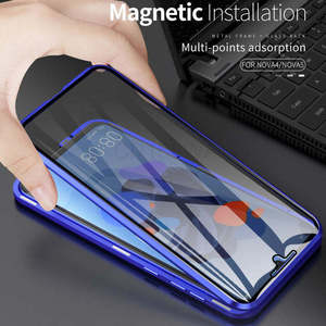 Boîtier en verre trempé Double face 360 pour Huawei Nova 4/5, <span class=keywords><strong>coque</strong></span> en métal magnétique - Product Image 4
