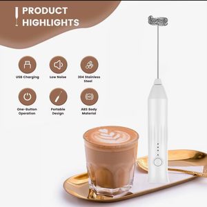 Portable Rechargeable Electric Milk Frother 3 Speed Handheld Foam <b>Maker</b> with Stainless Steel Whisk for Coffee - Product Image 3