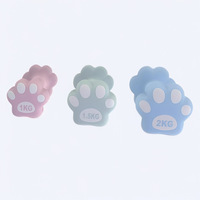 Paire d'haltères mignonnes en PVC, design créatif patte de chat, antidérapantes, pour entraînement léger, fitness féminin