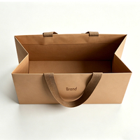 Sacs en papier kraft brun recyclables à poignée plate pour vêtements, emballages de vêtements, sacs de shopping