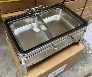 Lusso nuovo Design argento 304 SS ristorante Deluxe Buffet Set 9L scaldabagno scaldavivande <span class=keywords><strong>per</strong></span> riscaldamento e tenuta di piatti - Product Image 5