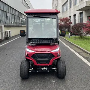 Carrito de golf eléctrico con motor de CA y batería de litio de 72v con carrito rojo multimedia de 4 asientos a la venta