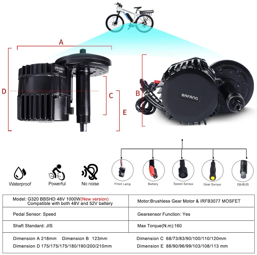 BAFANG BBSHD 48V 1000Wミッドドライブクランクモーター