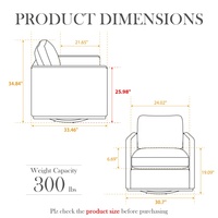 Fauteuil d'appoint pivotant carré rembourré, confortable, pour salon et appartement