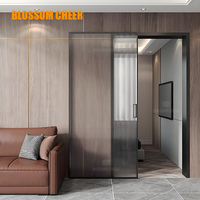 Porte de douche coulissante en verre aluminium moderne pour salle de bain, cadre invisible sans cadre, étanche, rail caché, montage mural pour chambre à coucher